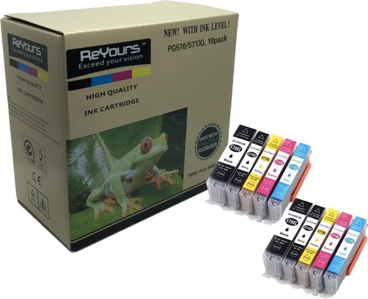 ReYours® 570 XL 571 XL - Compatible Inkcartridge voor Canon PGI 570 en CLI 571 - 10 PACK