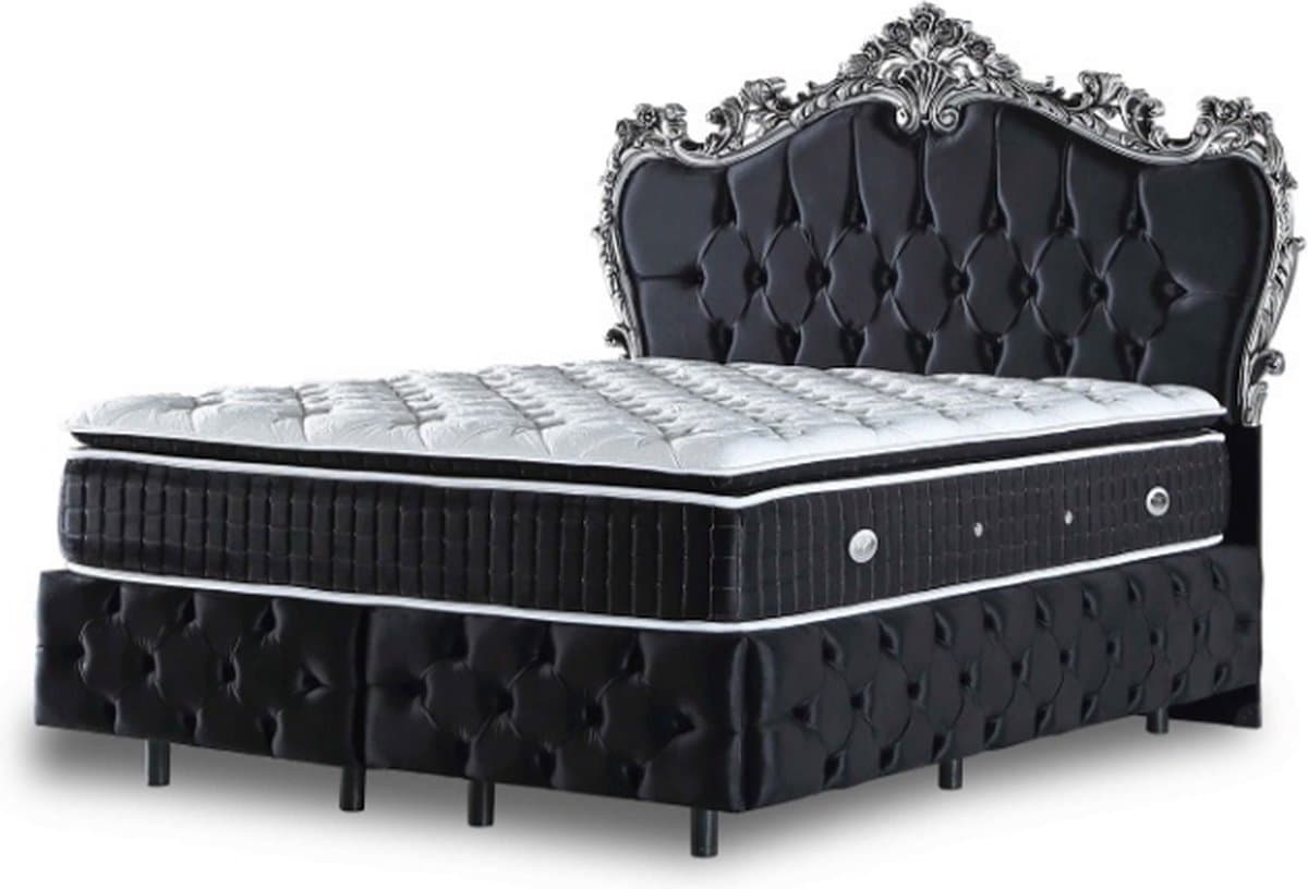 Nessa® - Opbergruimte Boxspring King - 160x200 - Zwart Fluweel - Inclusief Orthopedisch Amerikaans Matras - Inclusief Topper