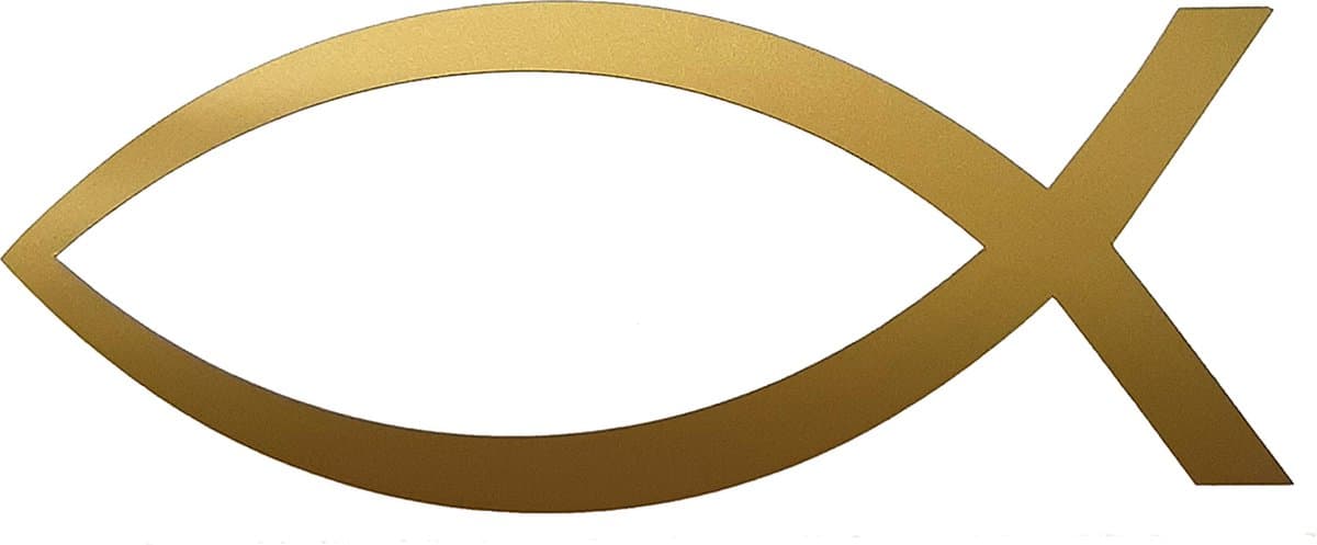 Ichtus vis sticker - 14x6cm - goud - topkwaliteit avery autoreclame folie