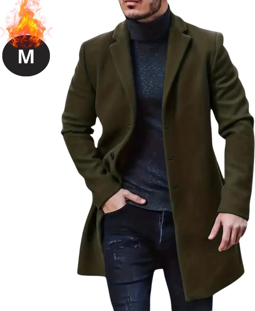 Livano Winterjas - Trenchcoat - Heren - Winter - Herfstjas - Volwassen - Stijlvol - Knopen - Legergroen - M