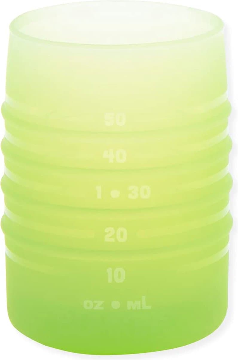 Bumkins Silicone Starter Cup - Kleine Siliconen Oefenbeker voor Baby - Open Drinkbeker en Eerste Beker - Verzwaarde Bodem en Maatstreepjes - LFGB Siliconen - Vaatwasserbestendig - Baby Led Weaning BLW - 60 ml - Vanaf 4 Maanden - Green Jelly Groen