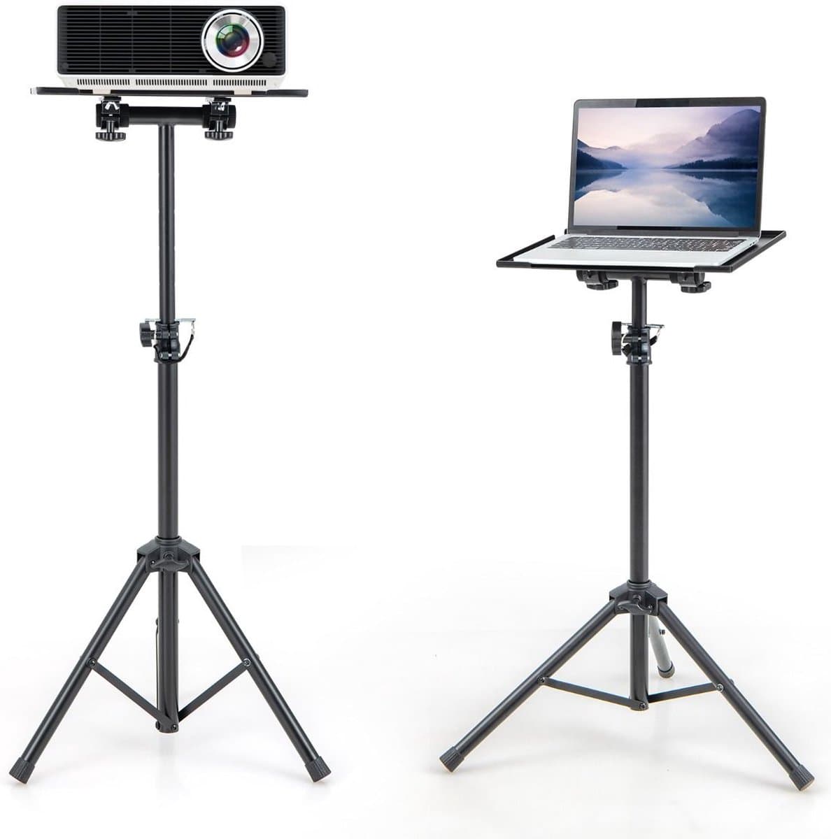 Trendmix Driepoot Projector Statief Met Instelbare Hoogte En Kantelbaar Blad - Laptop - Projector - Muziek - Tablet - 70-118,5CM Zwart