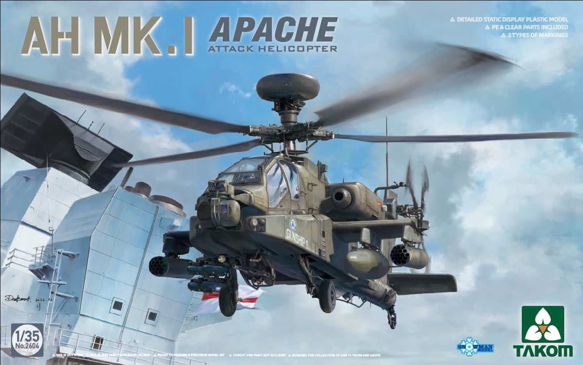 Takom Modelbouwpakket Helikopters - 2604 AH Mk. 1 Apache - Attack Helicopter Plastic - 1:35 - Modelbouw