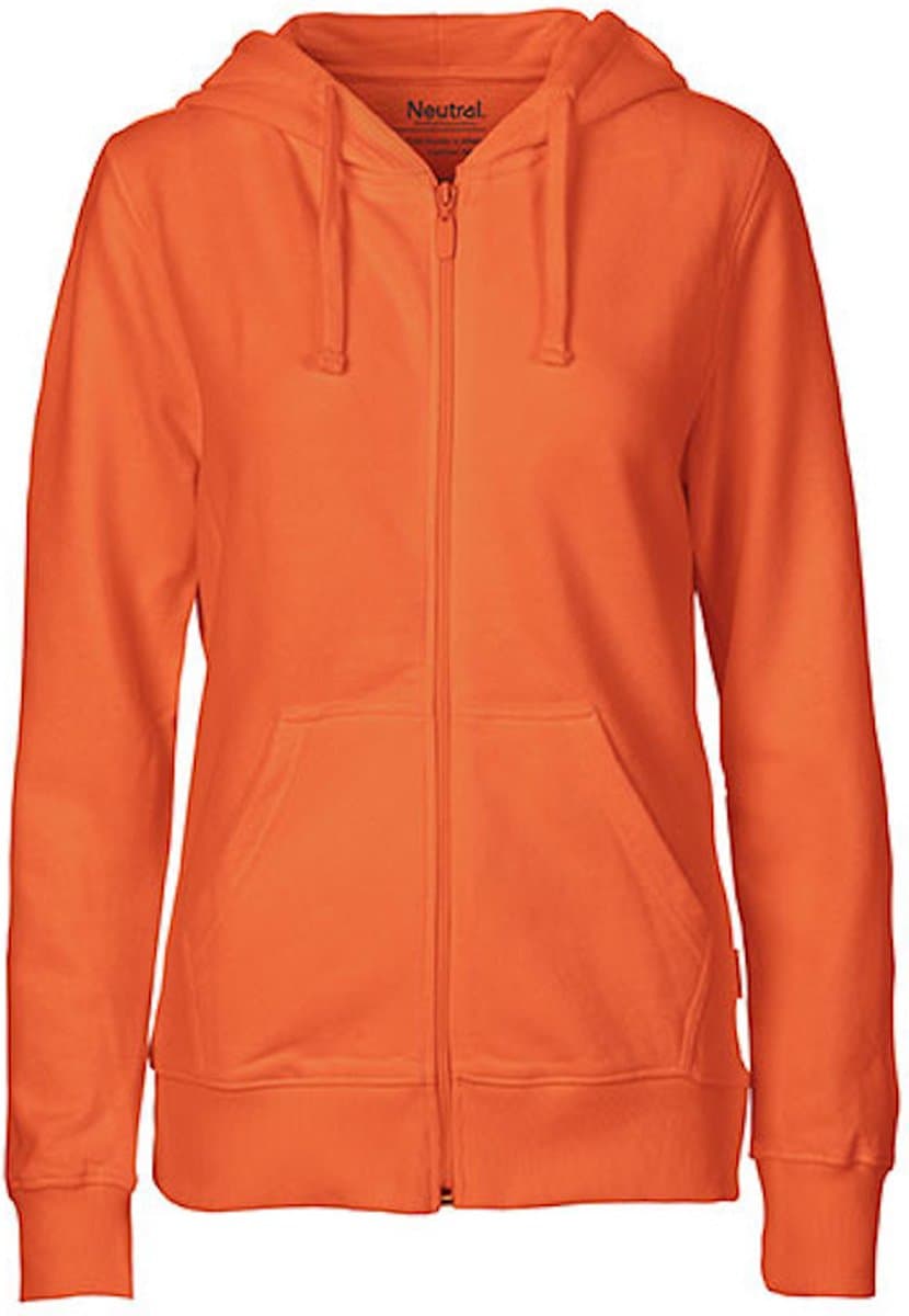 Fairtrade Ladies Zip Hoodie met capuchon Orange - S