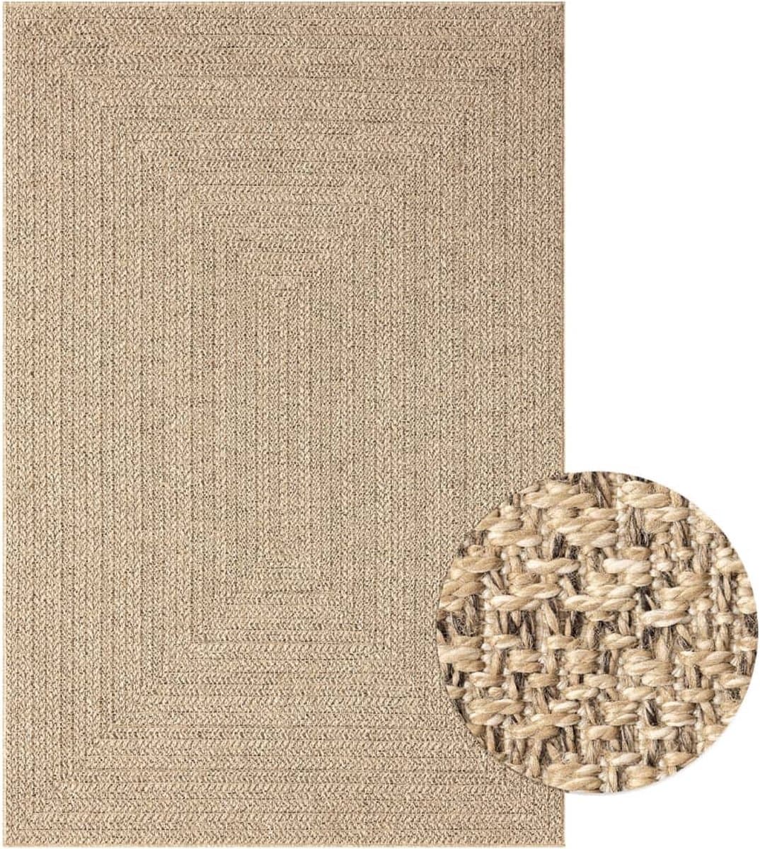 vidaXL ZIZUR Binnen/Buiten Tapijt - 140 x 200 cm, Jute Look