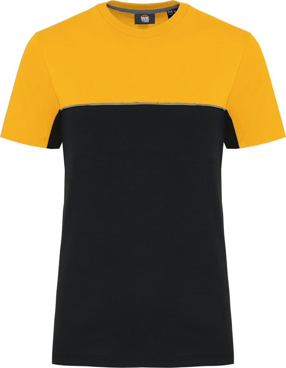 WK. Designed To Work Ecologisch tweekleurig uniseks T-shirt met korte mouwen WK304 - Black / Yellow - M