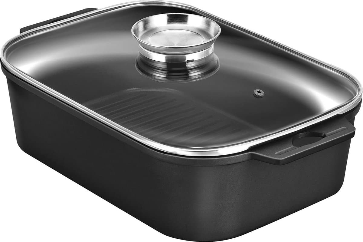Gegoten aluminium koekenpan - 7 liter - antiaanbaklaag - aromatizer - oven - keramisch - elektrisch - gas - inductie - vaatwasser - poefvrij