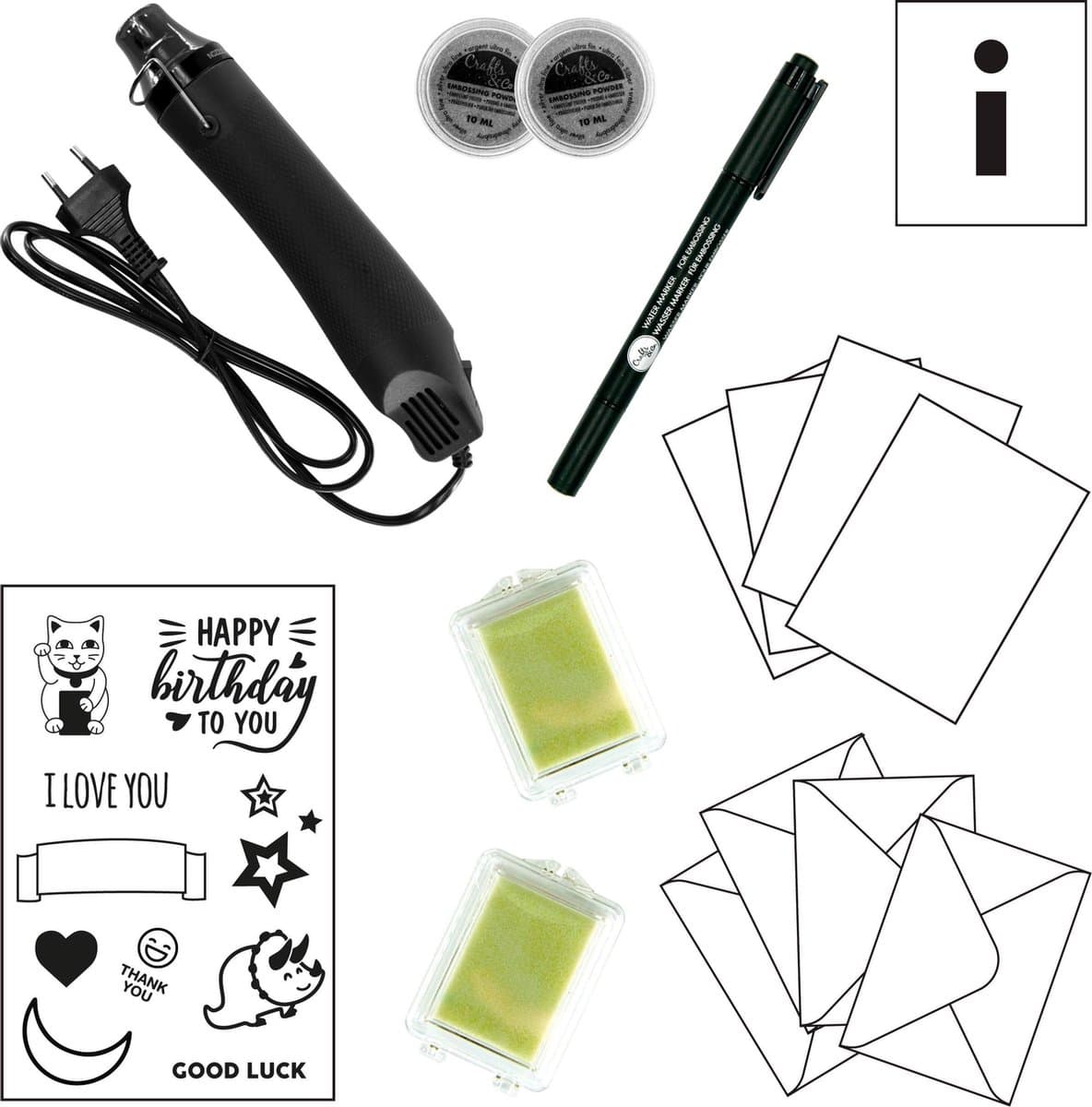 Crafts&Co Embossing Stempelset Volledig - Embossingpen Set - Stansmachine - Embossing Machine Volwassenen