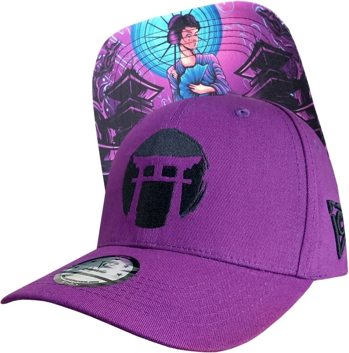 Capiche® Baseball Pet Heren – Paarse Geisha – Paars – Verstelbaar met Druksluiting – Sportcap – Curved Pet – Japanse Cultuur