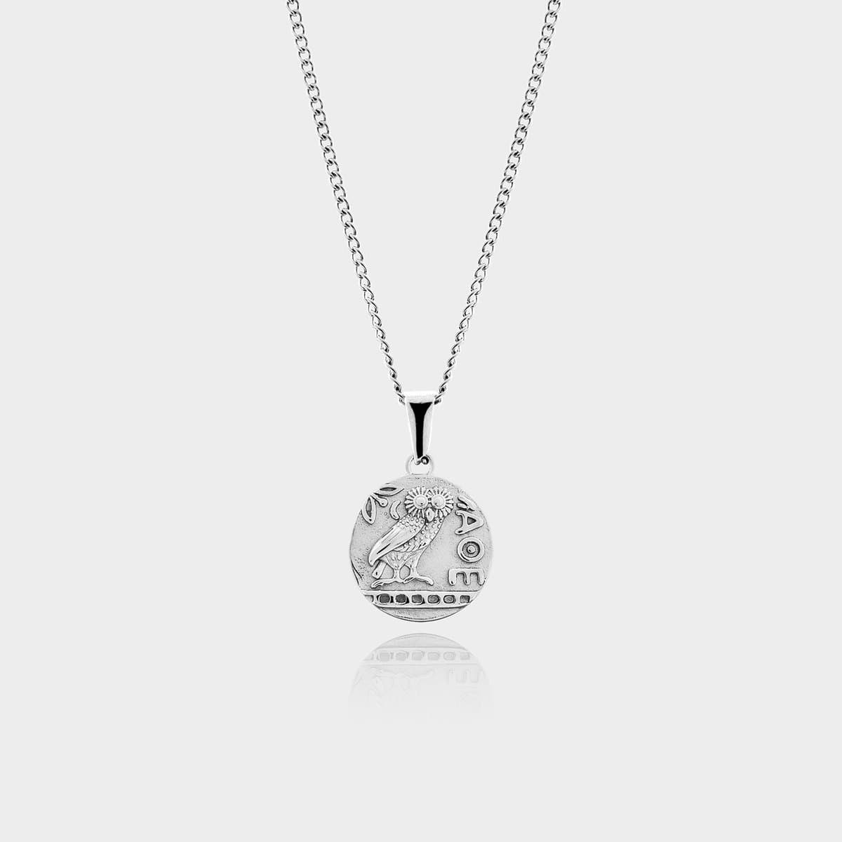 Athena's Owl Hanger Uil Ketting - Zilveren Ketting - 50 cm lang - Ketting Heren met Hanger - Griekse Mythen - Olympus Jewelry