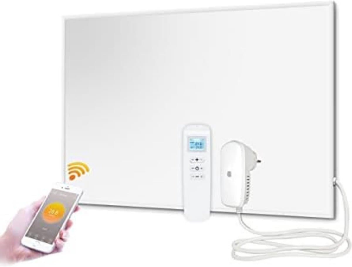 Elektrische kachel infrarood - 92 x 62 x 1,6 cm - 520 Watt + Wifi-stekkerthermostaat met afstandsbediening