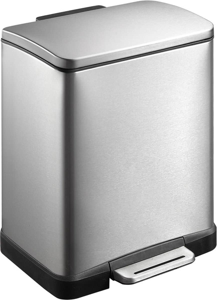 EKO - E-Cube recycling pedaalemmer 10+9 liter - Stainless steel Plastic - mat RVS - Prullenbak