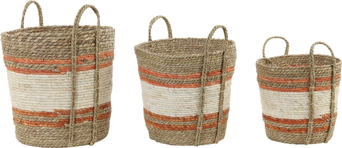 Light&living Mand S/3 max Ø40x40 cm GAMEIRO naturel-wit-oranje