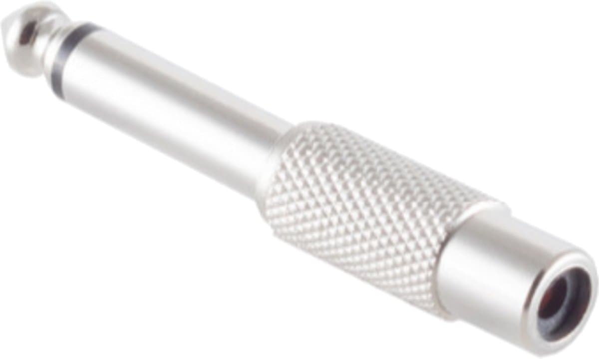 Tulp (v) - 6,35mm Mono Jack (m) Adapter - Metaal - Zilver