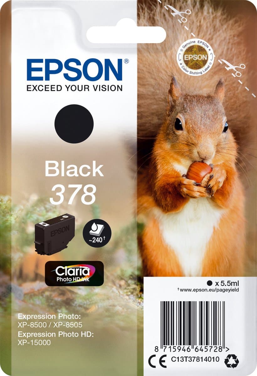 Epson Squirrel Singlepack zwart 378 Claria Photo HD Ink