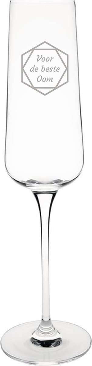 Gegraveerde Champagneglas 27cl voor de beste Oom in hexagon