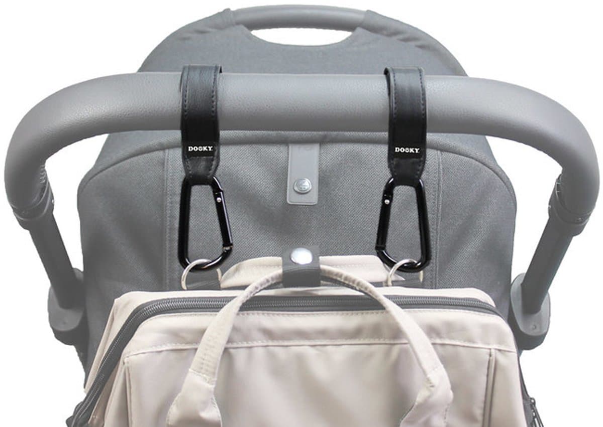 Dooky Buggy/Kinderwagen Haak klein 2 stuks - Zwart