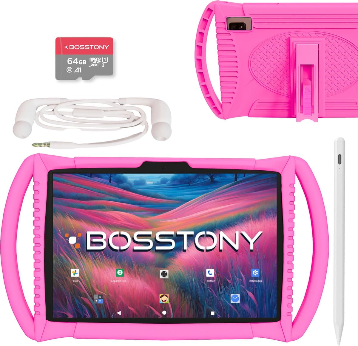Bosstony Snelle Kids Tablet 10 inch - Ouderlijk Toezicht - 6000mAh Batterij - Android 13 - Incl Beschermpakket - Kindertablet vanaf 3 jaar