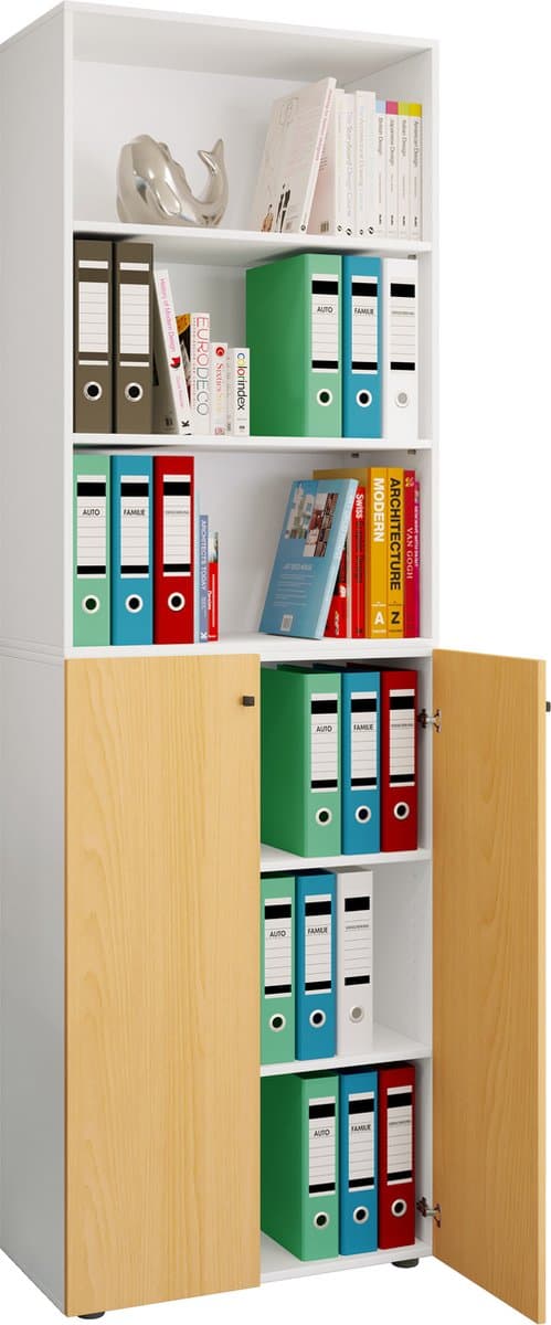 VCM Kantoorkast Boeken Mappen Archiefkast Kantoormeubelen Kast Lona 6-vaks draaideuren Legplank Kantoorkast Boeken Mappen Archiefkast Kantoormeubelen Kast Lona 6-vaks draaideuren Legplank