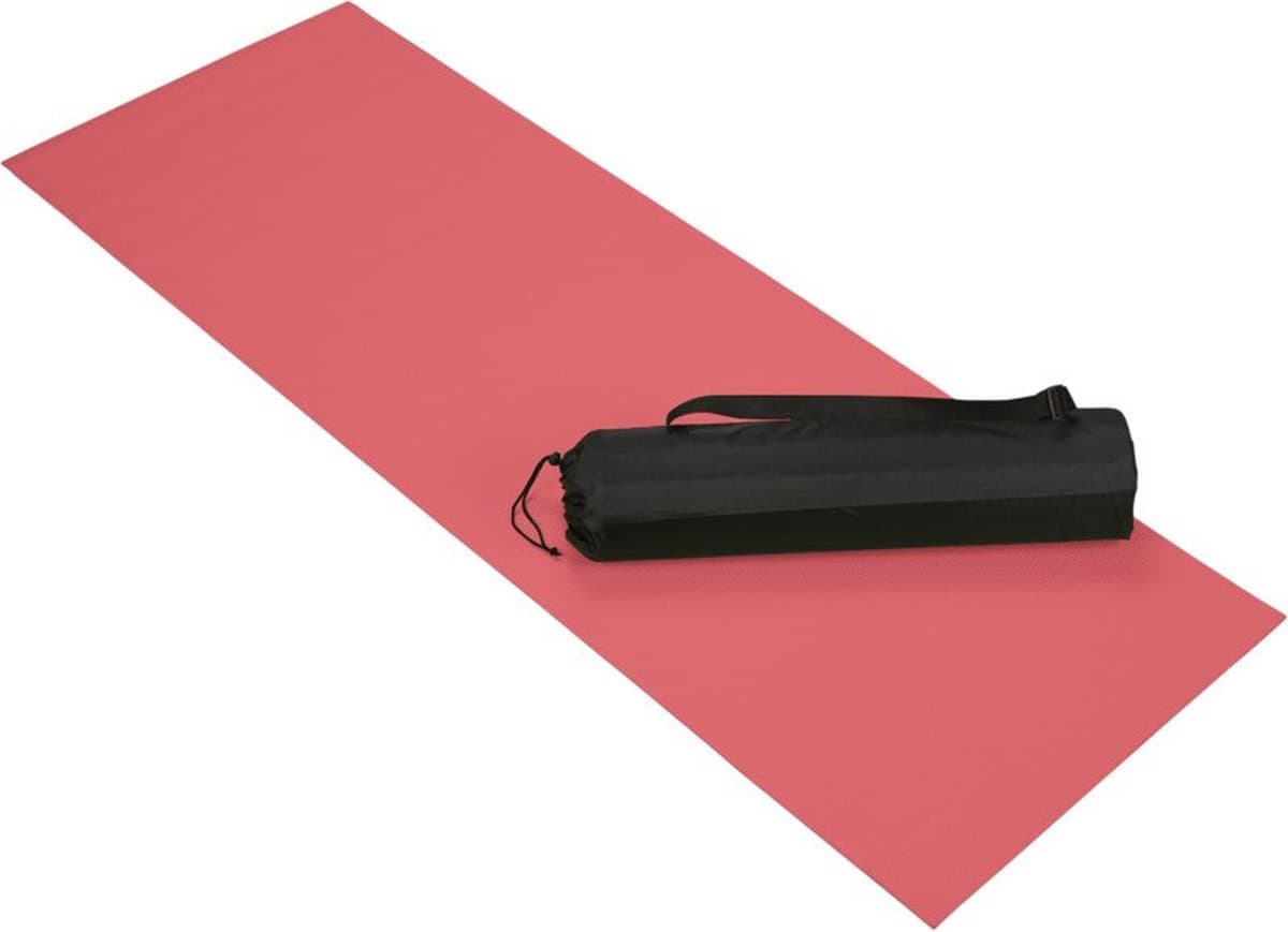 Rode yoga/fitness mat 60 x 170 cm - Sportmat/yogamat/pilatesmat - Thuis fitness/yoga/pilates sport benodigdheden.