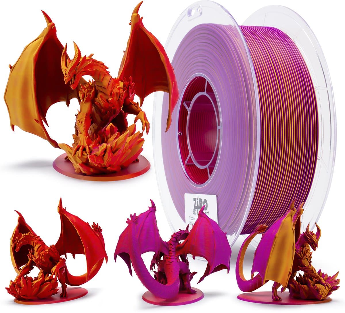 ZIRO Matte PLA Filament 1.75mm – 1KG – Afterglow – Warme Gloed Kleurenoverloop – 3D Printer Filament