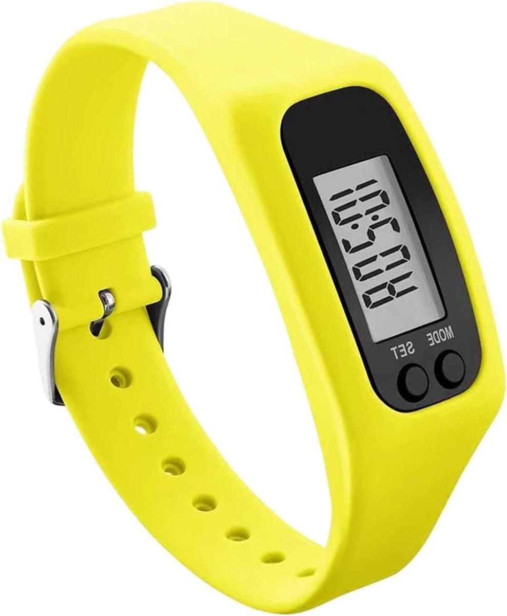 Stappenteller Horloge - Fitness Tracker - Dagelijkse Beweging - Geïntegreerde Sensor - 25 cm - Geel