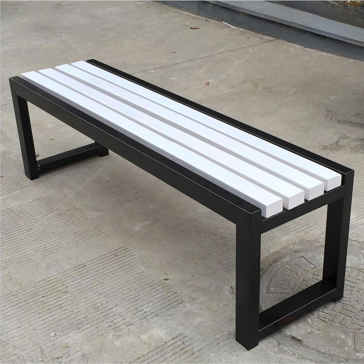 Tuinbank Hout Staal - Terras Zitbank - Buiten Ontspannen - Weerbestendig Ontwerp - 100 cm - Natuurlijk