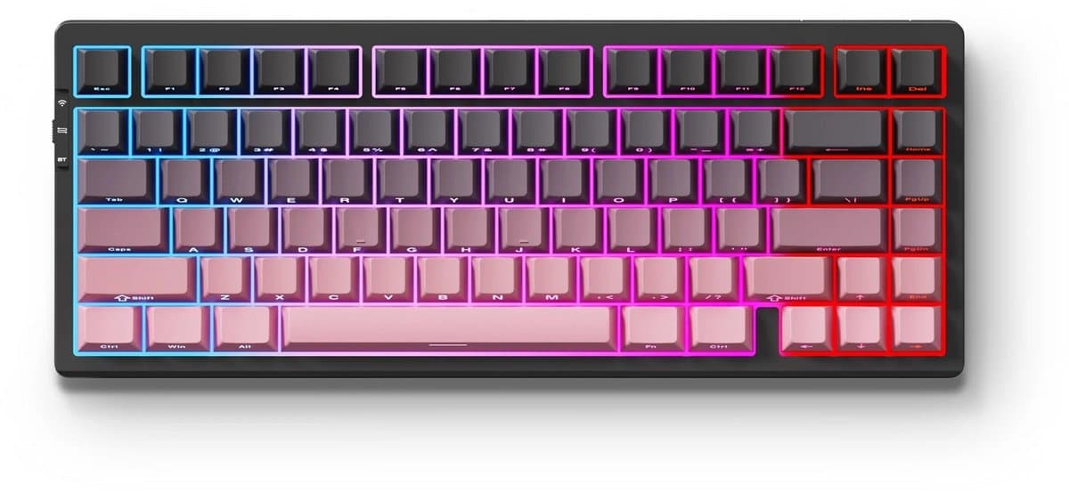 MCHOSE G75 Pro - Bedraad, Bluetooth en 2.4GHz draadloos - QWERTY (US) - Cabbage Tofu Switches - Zwart/Paars