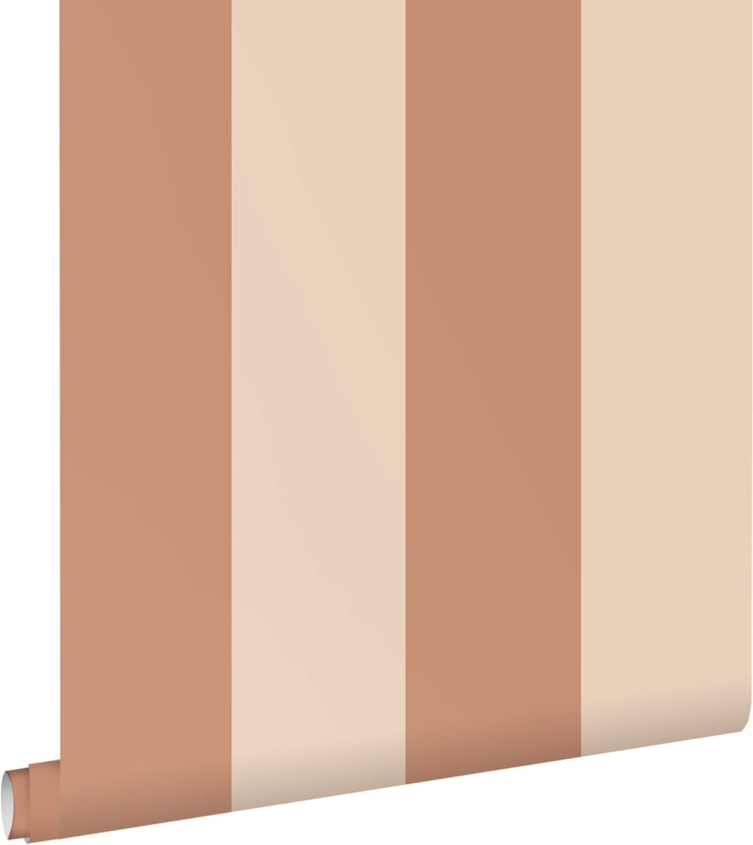 ESTAhome behang strepen beige en terracotta - 50 x 900 cm - 131968