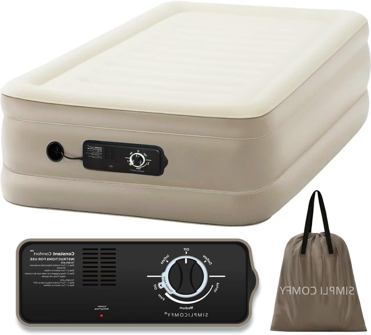 Luchtbed met Pomp - Opblaasbaar Bed - Logeren Thuis - Constante Comfort Pomp - 18 inch Hoog - Grijs