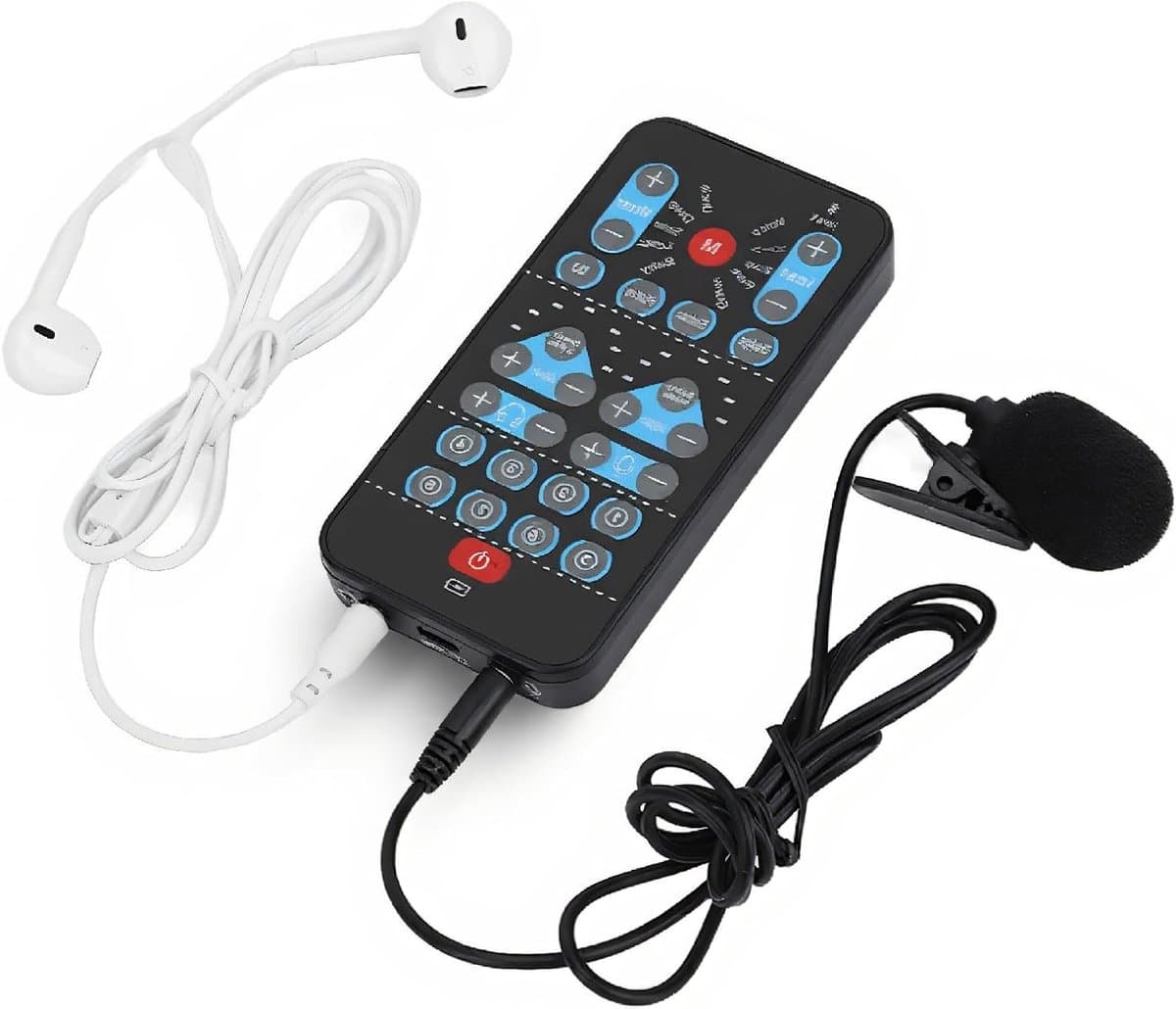 Handheld Geluidskaart met 8 Vaste Geluidseffecten, Plug and Play, Ideaal voor Gaming en Opnames op Mobiele Telefoons en Computers