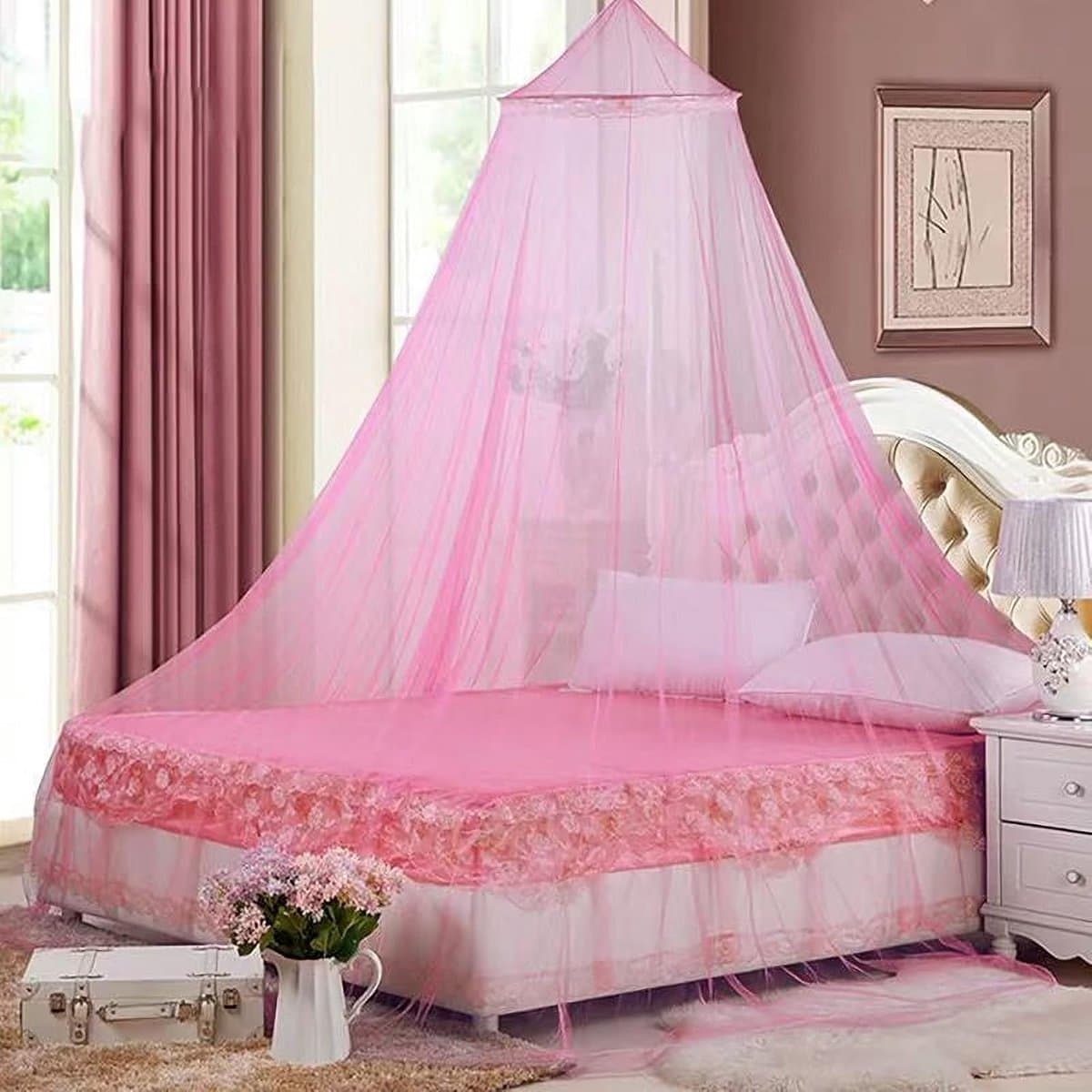 Bed Luifel - Muggennet - Kamer Decoratie - 10D Mesh - 60 x 250 x 850 cm - Roze