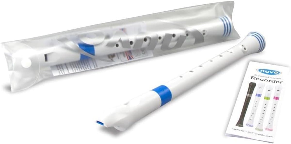 Sopraanblokfluit - Muziekfluit Kinderen - Muziekonderwijs Leren - 100% Waterdicht - 33 x 5 x 3 cm - Wit Blauw
