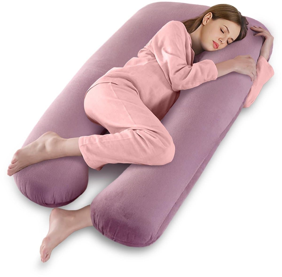 NTHProducts - Zwangerschapskussen - U-vormig - Comfortabel slapen en voeden - Roze - Ondersteuning voor zwangerschap - Geschikt voor moeders - Verwijde...
