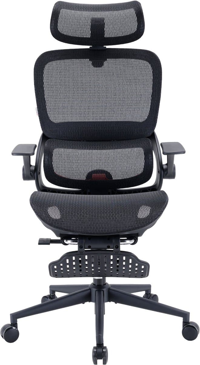 SIHOO B100 Ergonomische Bureaustoel met Voetsteun - Adaptieve Dynamische Lumbale Steun - Ademende Mesh - 2D Armsteunen - Zwart