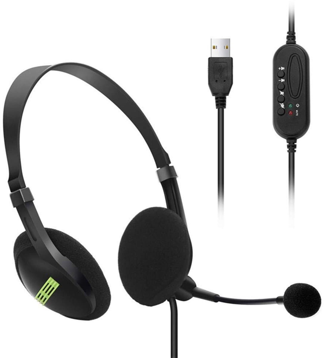 Dailygoody - USB-headset - Ruisonderdrukking - Duidelijkere Stem - Zwart - Comfortabele hoofdtelefoon - Geschikt voor Callcenter - Professionele heads