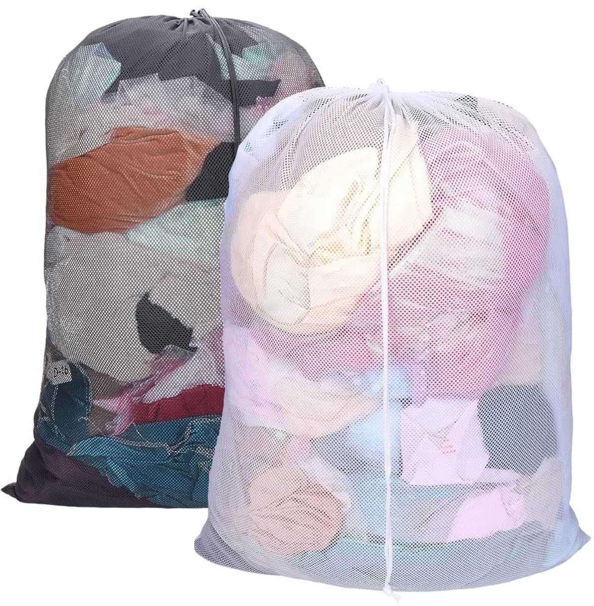 Dailygoody - Waszakken - Mesh Waszakken - Met Trekkoord - 90 x 60 cm - Zwart/Wit - Voor delicate kleding - Bescherming tijdens het wassen - Handig voo...