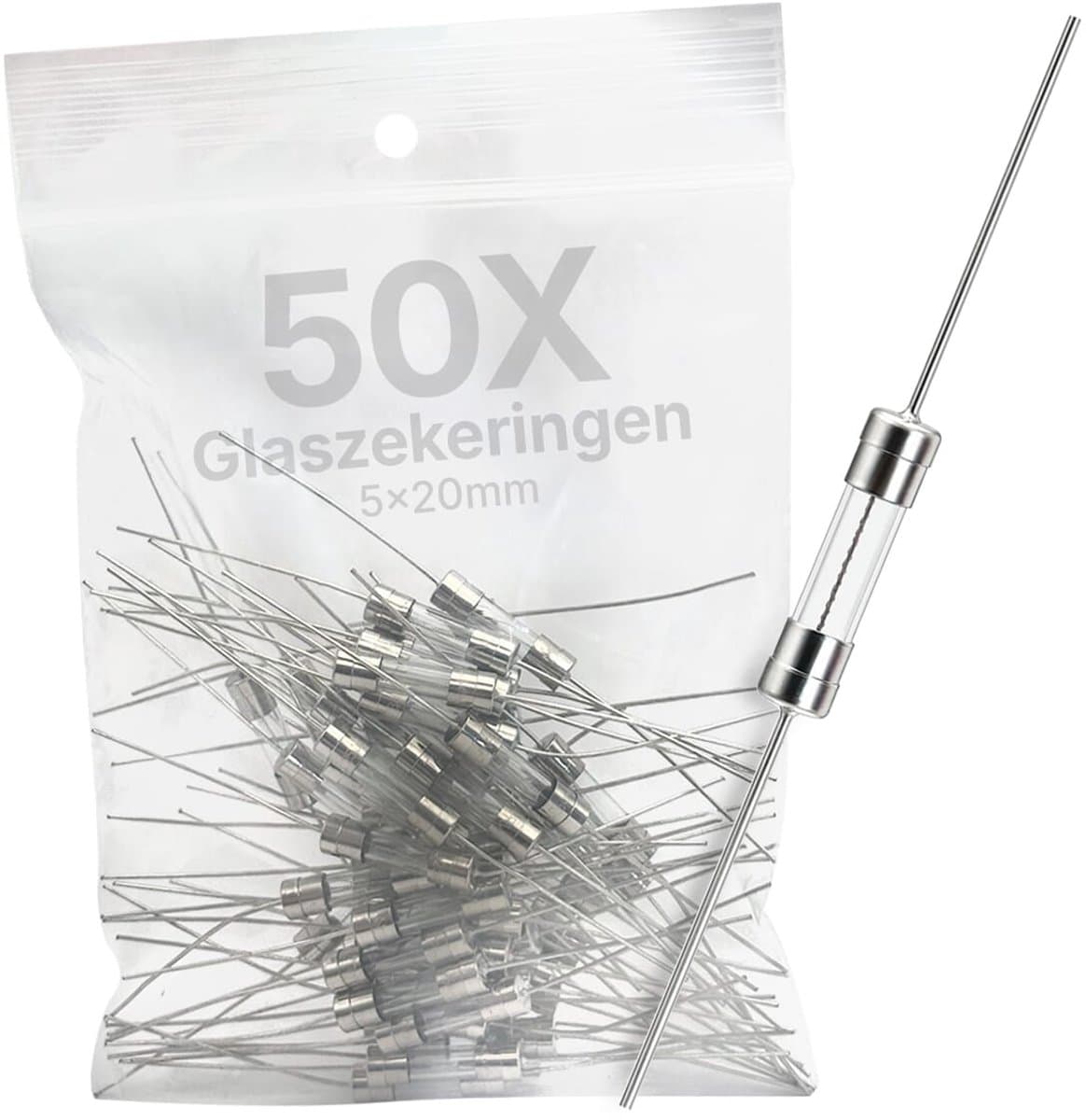 VLTG Glaszekering met Soldeerdraad - 5x20mm - 12A - Snel (F) - 250V AC - 50 stuks