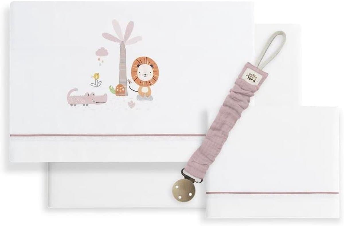 Babybeddengoed Set - Kinderbed Laken - Comfortabel Slapen - 100% Ademend Katoen - 60x120cm - Wit