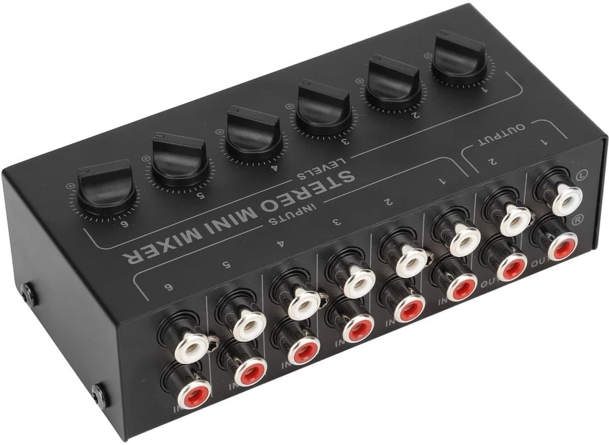 Allecto - Mini-stereomixer - 6-kanaals - Compact en draagbaar - Volumeregeling - Ideaal voor thuisgebruik - Perfect voor pc en laptop