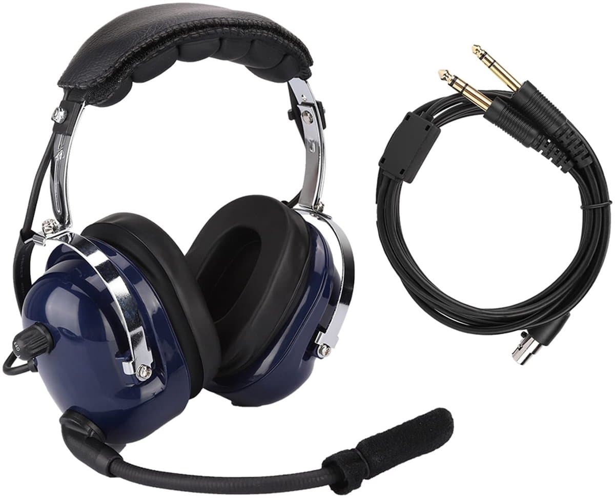 Allecto - Algemene Luchtvaart Headset - Dual Plug Pilot Hoofdtelefoon - Ruisonderdrukking - 3.5mm - Comfortabel - Geschikt voor Piloten - Lichtge
