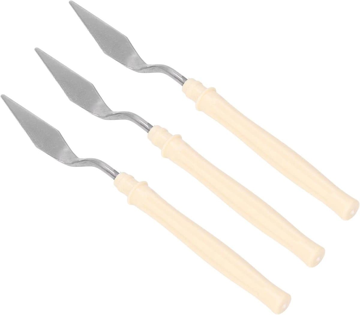 Paletmessen Set - Verf Spatels - Schilderijen Maken - Roestvrij Staal - 3 Stuks - Houtkleur