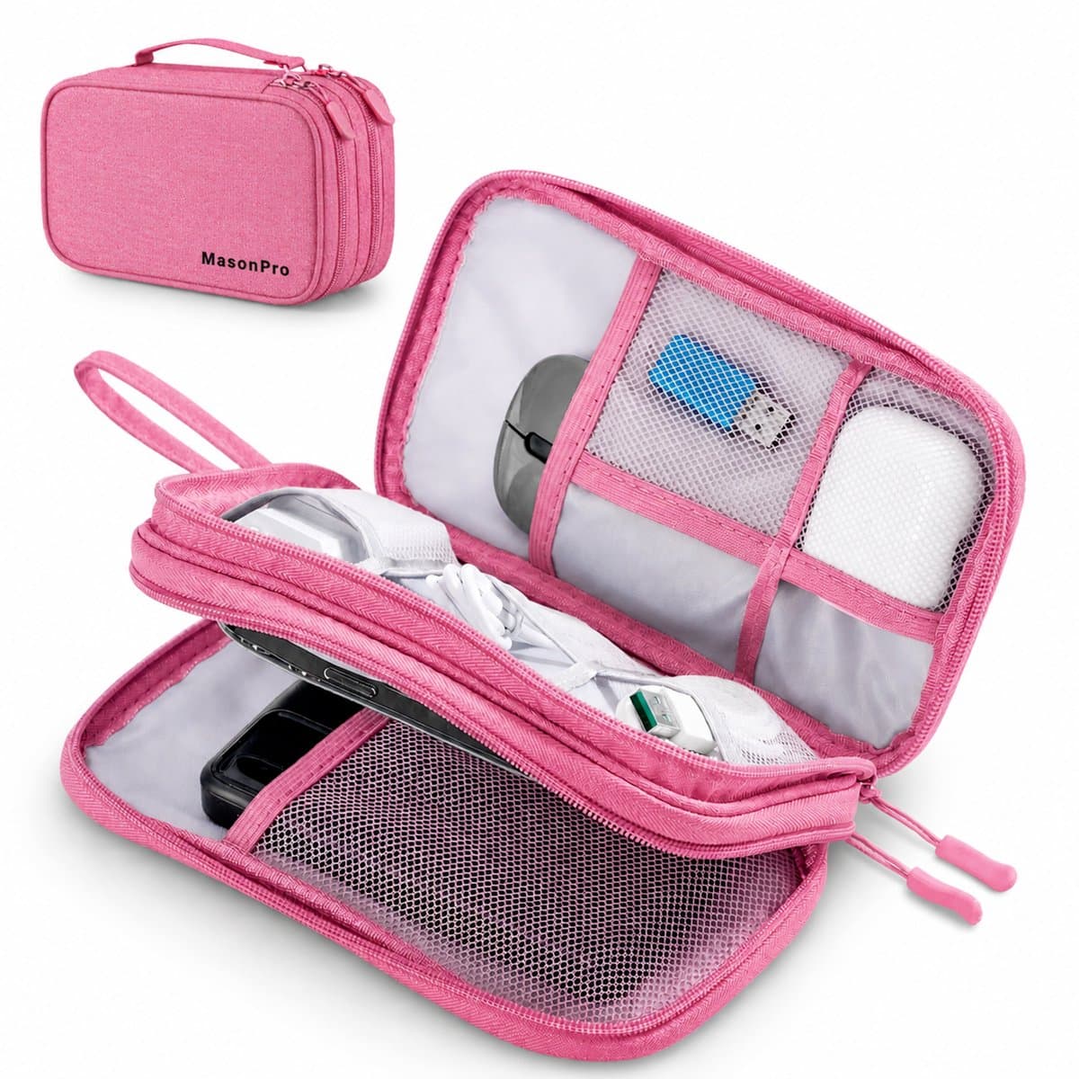 MasonPro Kabel Organiser Tas - Kabeltas - Electronica Organizer Etui - Opbergtas voor Kabels en Accessoires - Kabel Etui - Small - Roze
