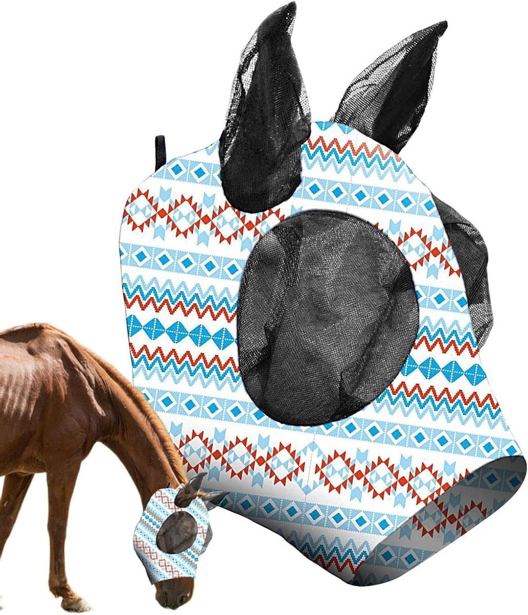 Vliegmasker Paard - Paardenmasker Vliegen - Bescherming Paardenogen - Ademend UV-Scherm - Maat M - Zwart