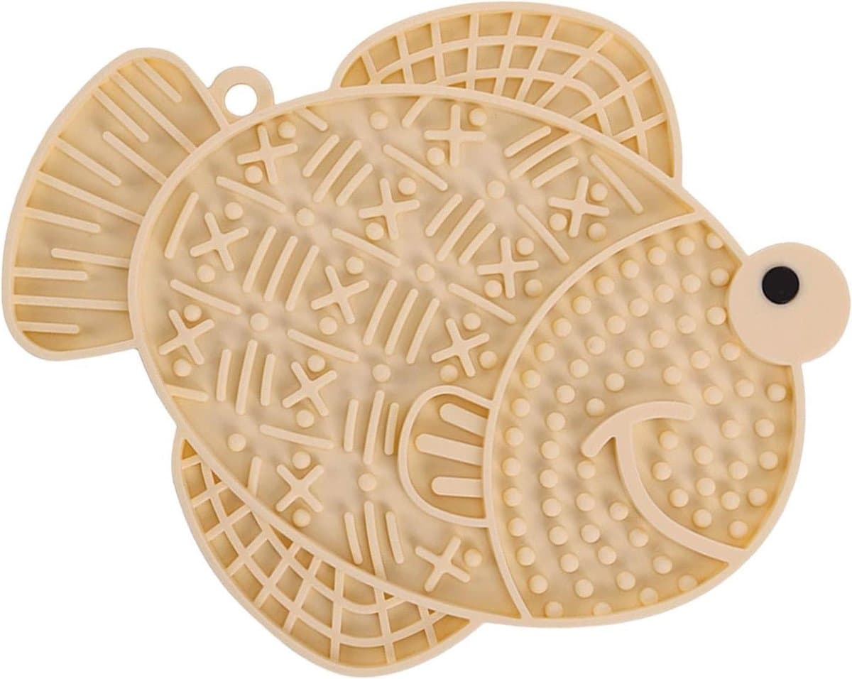 Honden Likmat - Puppy Verrijking - Langzamer Eten - Drie Texturen - 17.5x15x1 cm - Abrikoos