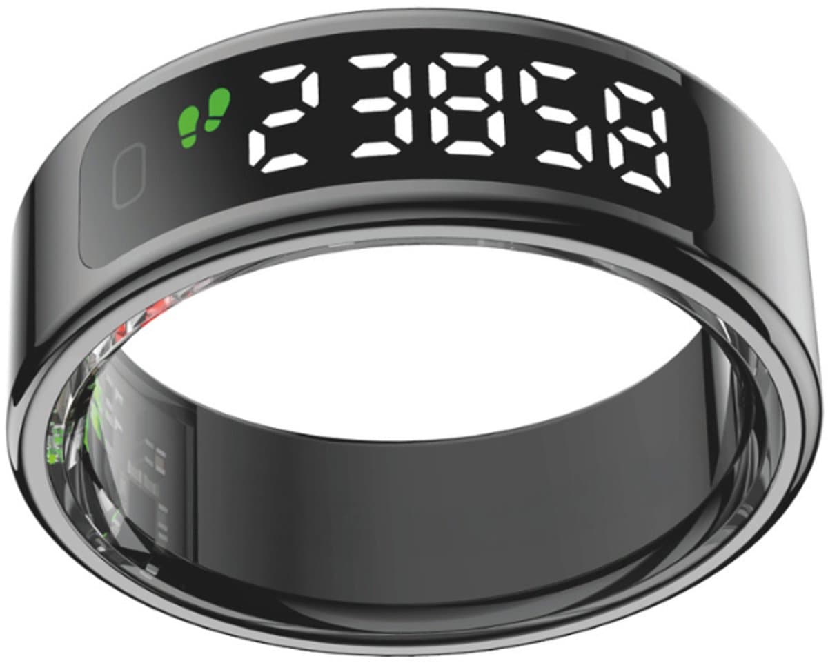 NOLATR Vue, Slimme Ring met Stappenteller, Activiteitstracker & Hartslagmeter – met Touch functie - Zonder Abonnement & Nederlandse App – Zwart – Maat 10