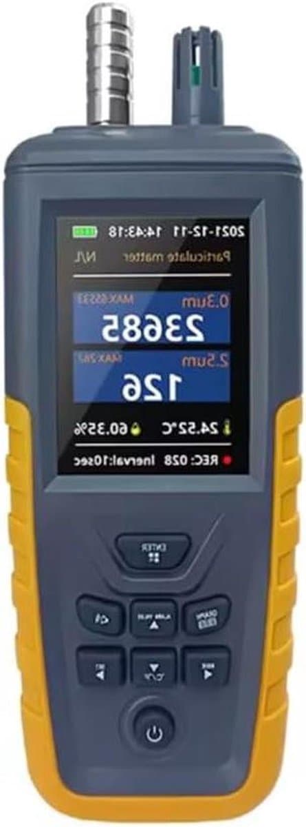 Luchtkwaliteit Monitor - Stofdeeltjes Teller - Luchtkwaliteit Meten - PM2.5/10 Detectie - 999 Datasets - Zwart