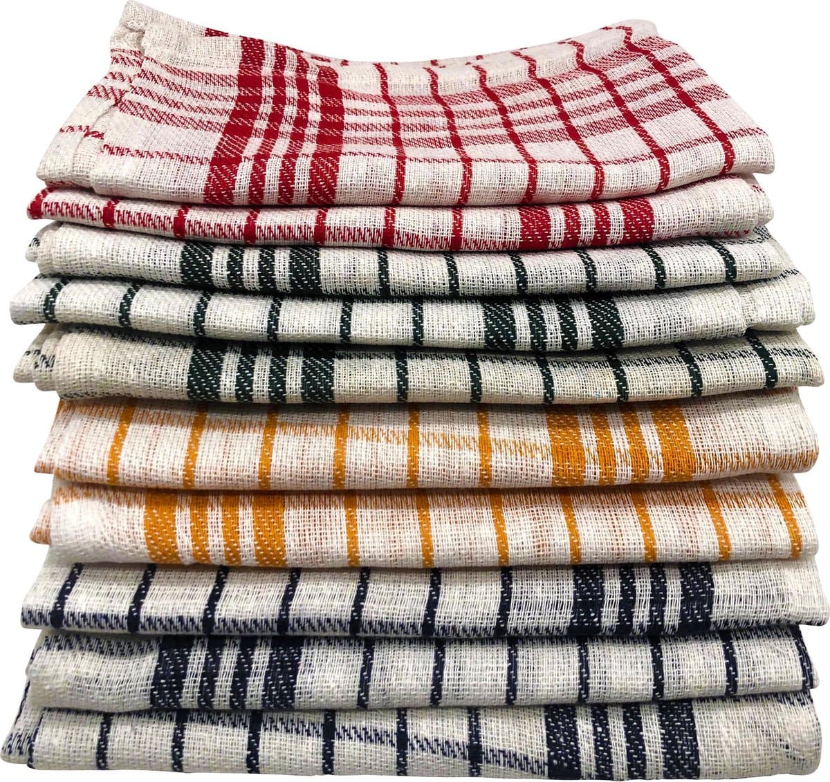 Cenocco 10 - Pieces Vintage Plaid Cotton Kitchen Towel Sets