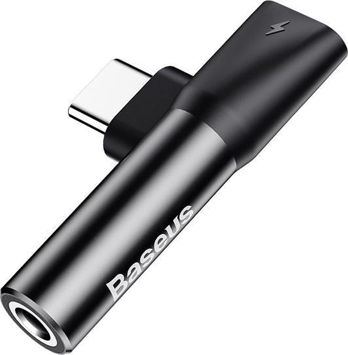 Baseus L41 Audio-omvormer 3.5mm Jack Adapter (Opladen + Muziek) - Zwart
