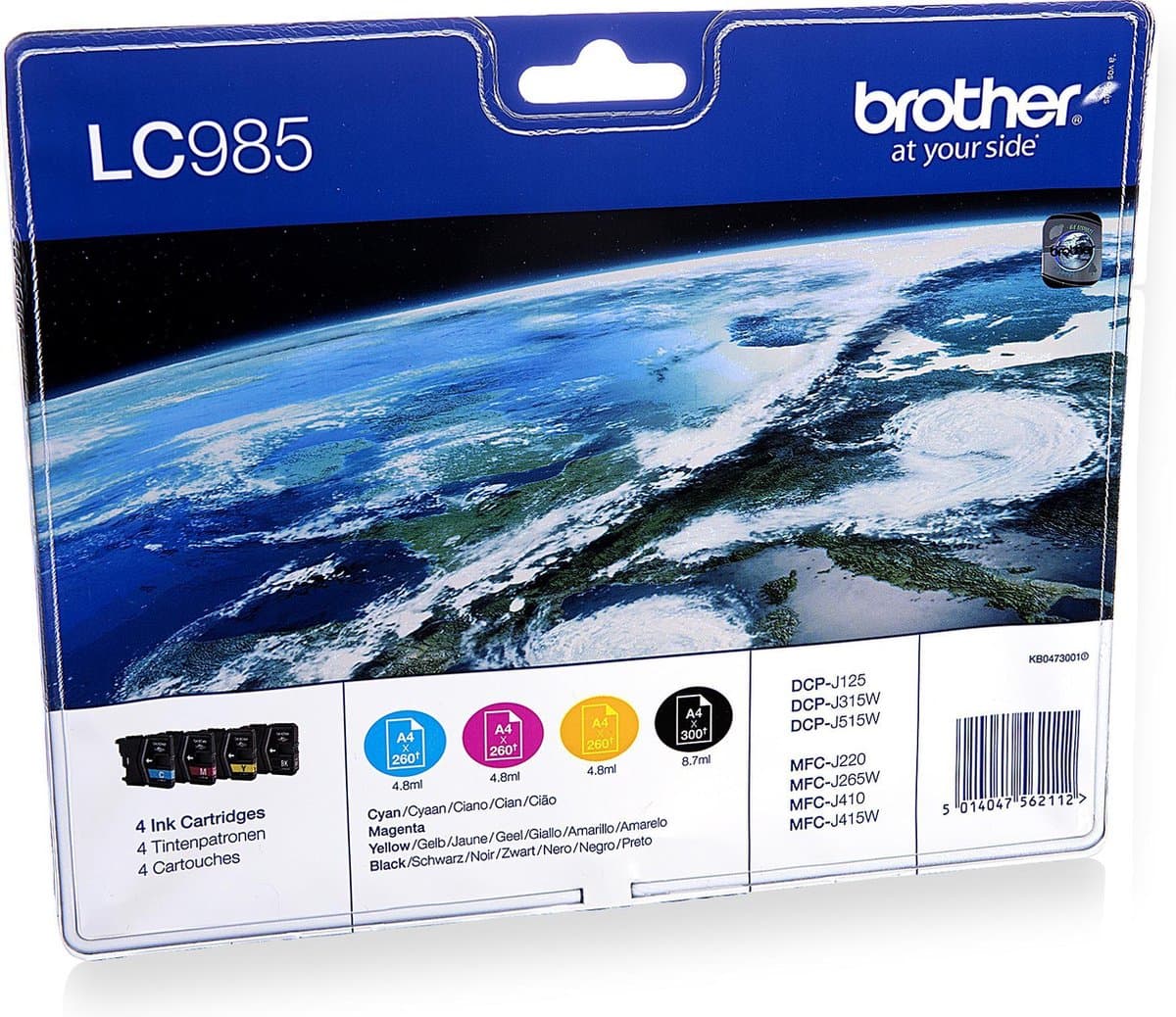 Brother LC985VALBP originele inktcartridge, 4 stuks, zwart, cyaan, magenta, geel